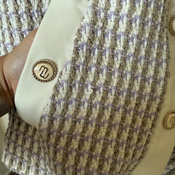 Maje Vido Lavender White Ecru Parme Tweed Jacket Cardigan 36 / S - Picture 8 of 12